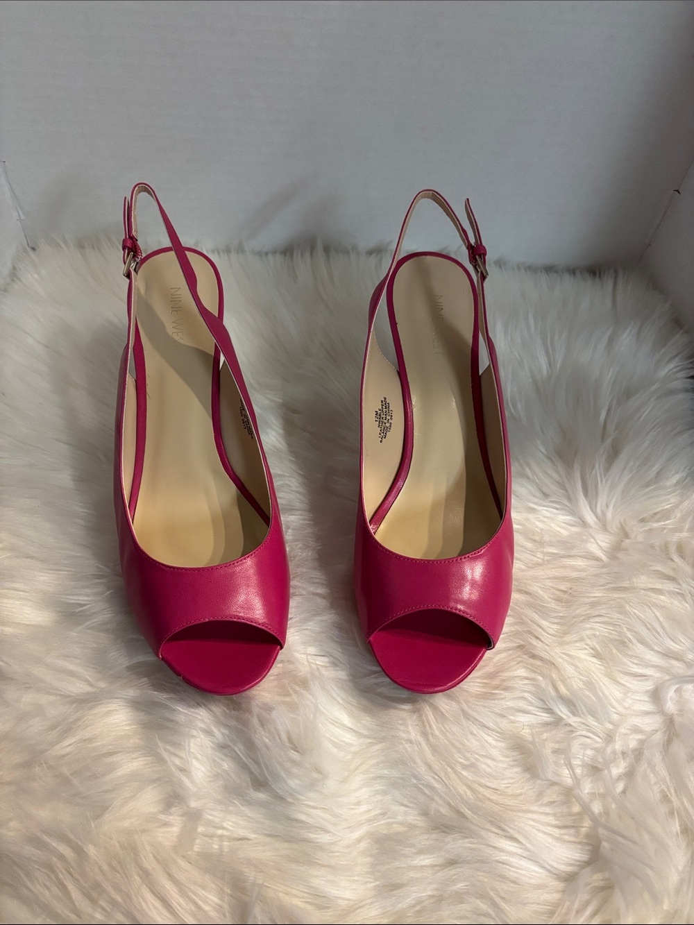 Nine West Fuchsia Slingback Open-Toe Heels